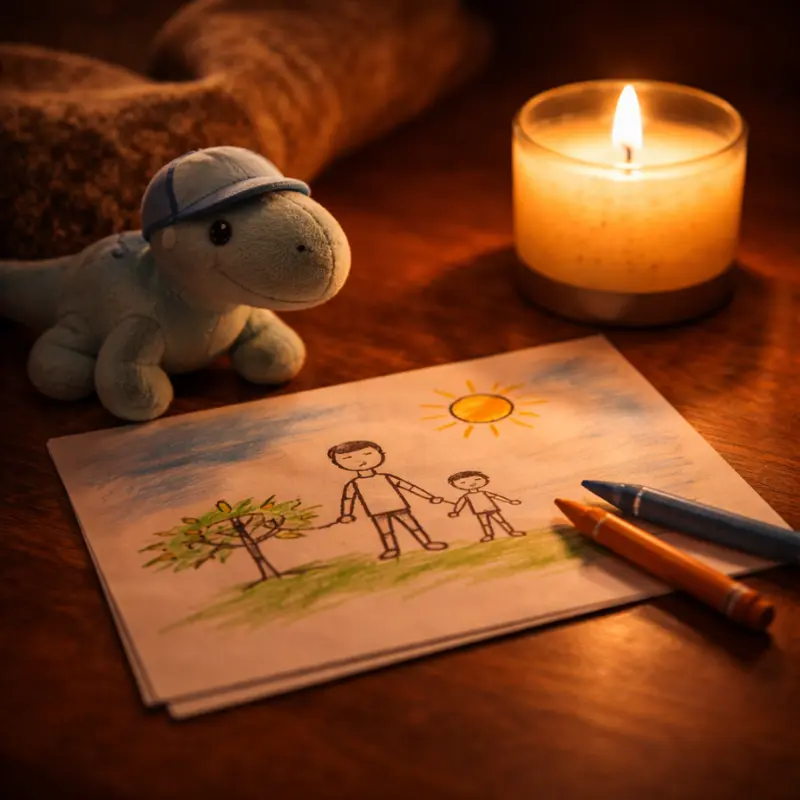 Una vela encendida frente a una pequeña fotografía enmarcada, el altar doméstico del amor que continúa en la oración, la fidelidad que no tiene fecha de vencimiento