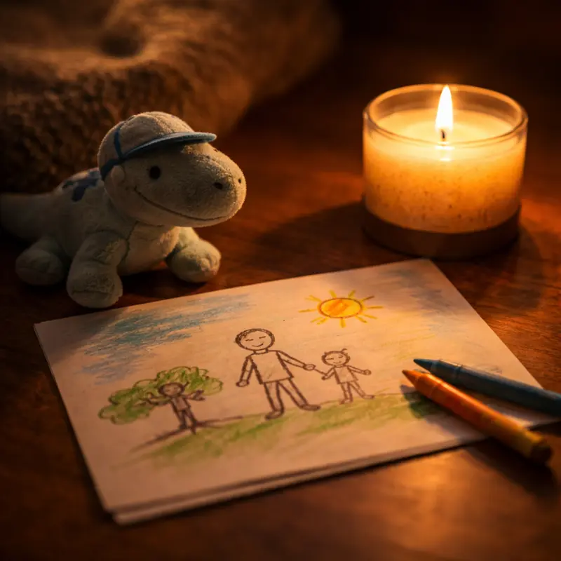 Una carta sellada sobre una mesa, la presencia futura del abuelo en sus propias palabras, el regalo que trasciende el tiempo en que se vive