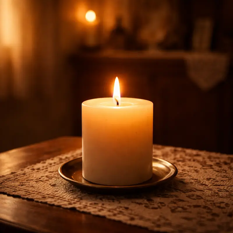 Una vela encendida sola en una capilla vacía, la luz que permanece aunque no haya nadie mirando, la presencia que no depende de que el que ora tenga palabras o fuerzas