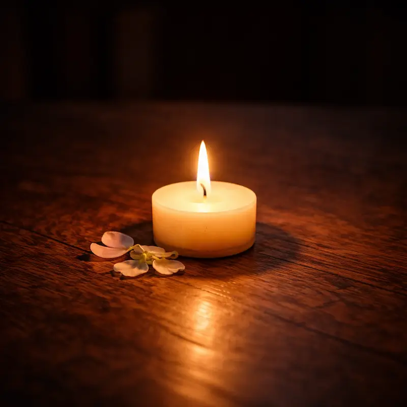 Una vela encendida con luz tranquila y constante, la fidelidad pequeña que también tiene su morada, el amor sencillo que también llena plenamente el vaso que le corresponde