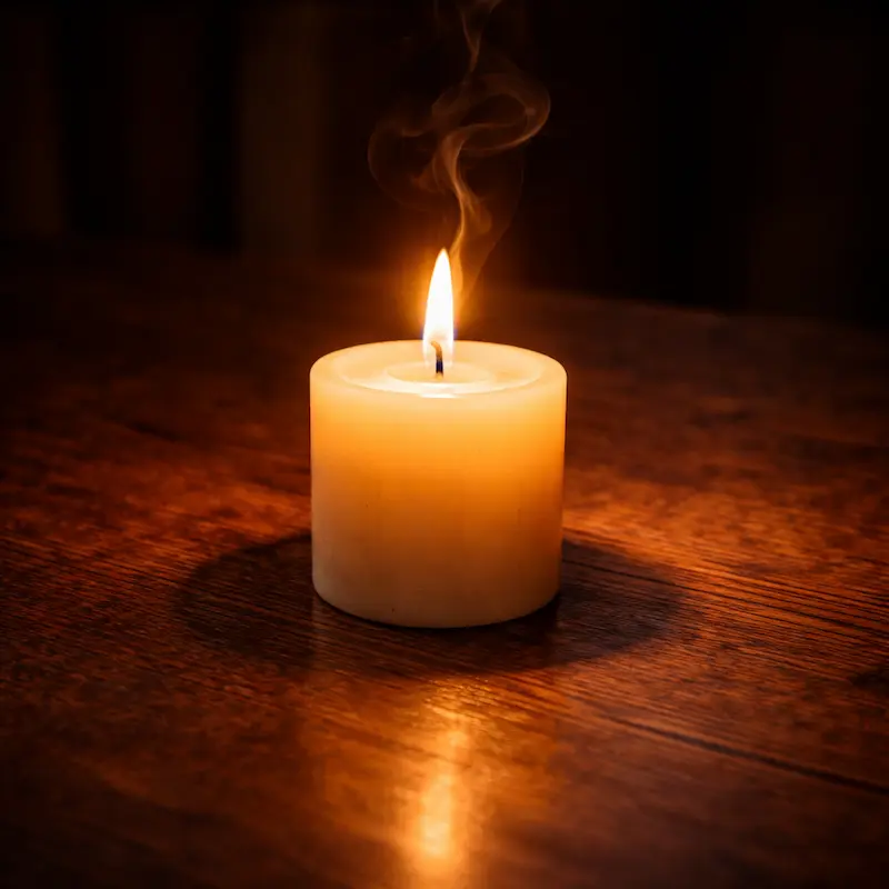 Una vela que ilumina una habitación, la luz que transforma y que participa activamente en lo que toca, imagen de los bienaventurados que no están pasivos sino que irradian y participan